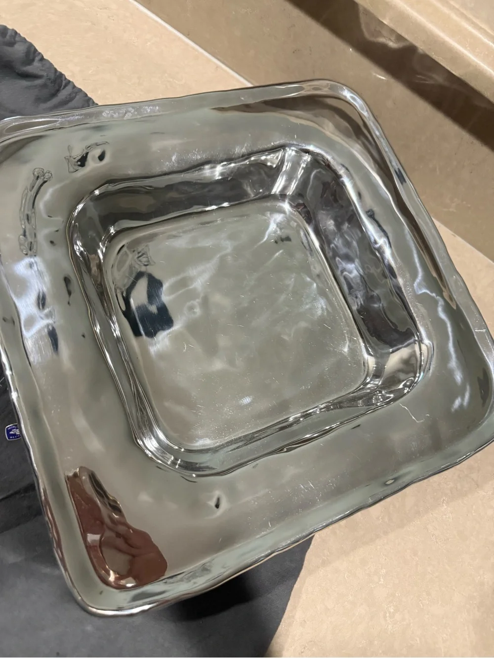 Beatriz ball Square Metal Bowl serving dish- Silver